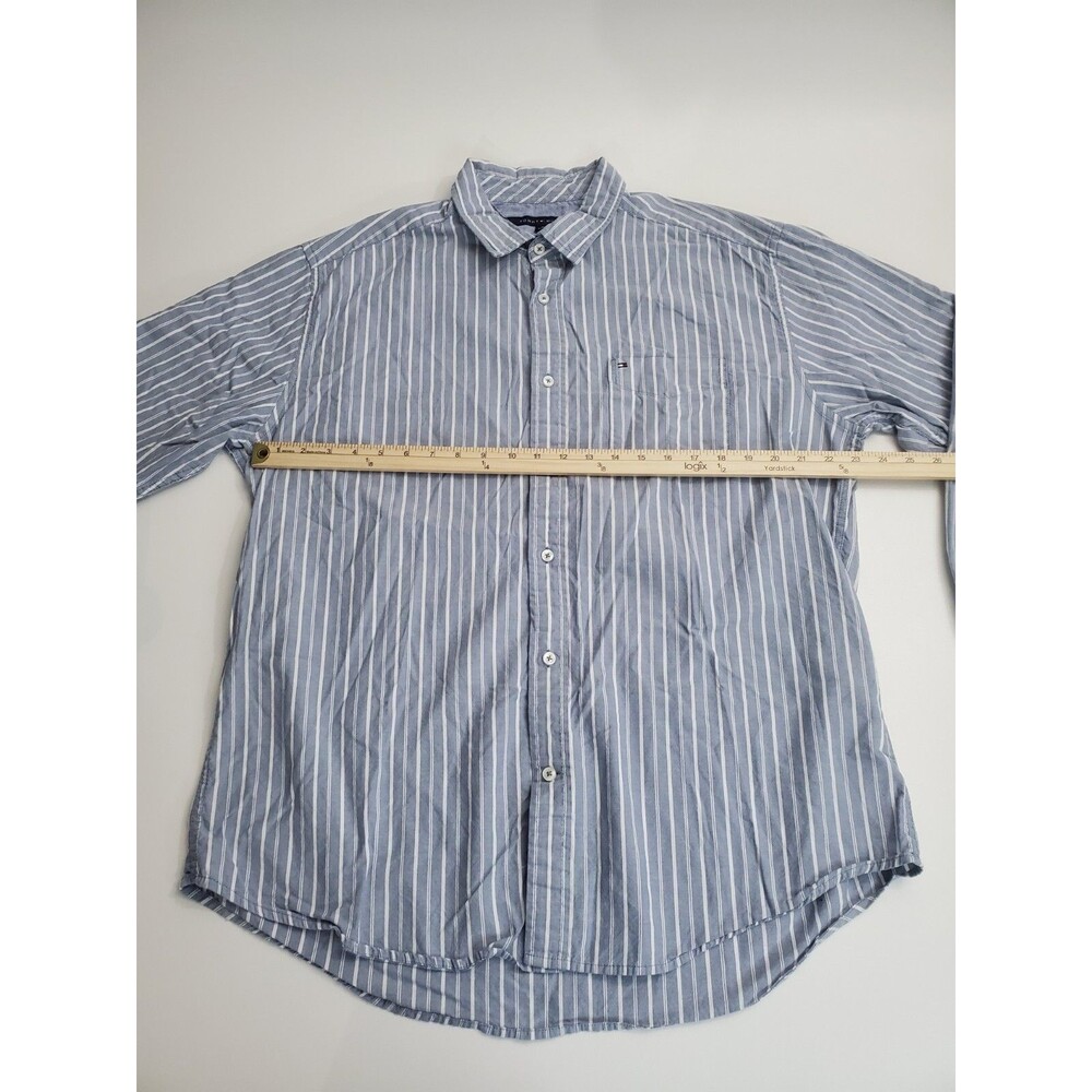 Tommy Hilfiger Men's Long Sleeve Striped Classic Fit Button Up Shirt, XL - Picture 9 of 10